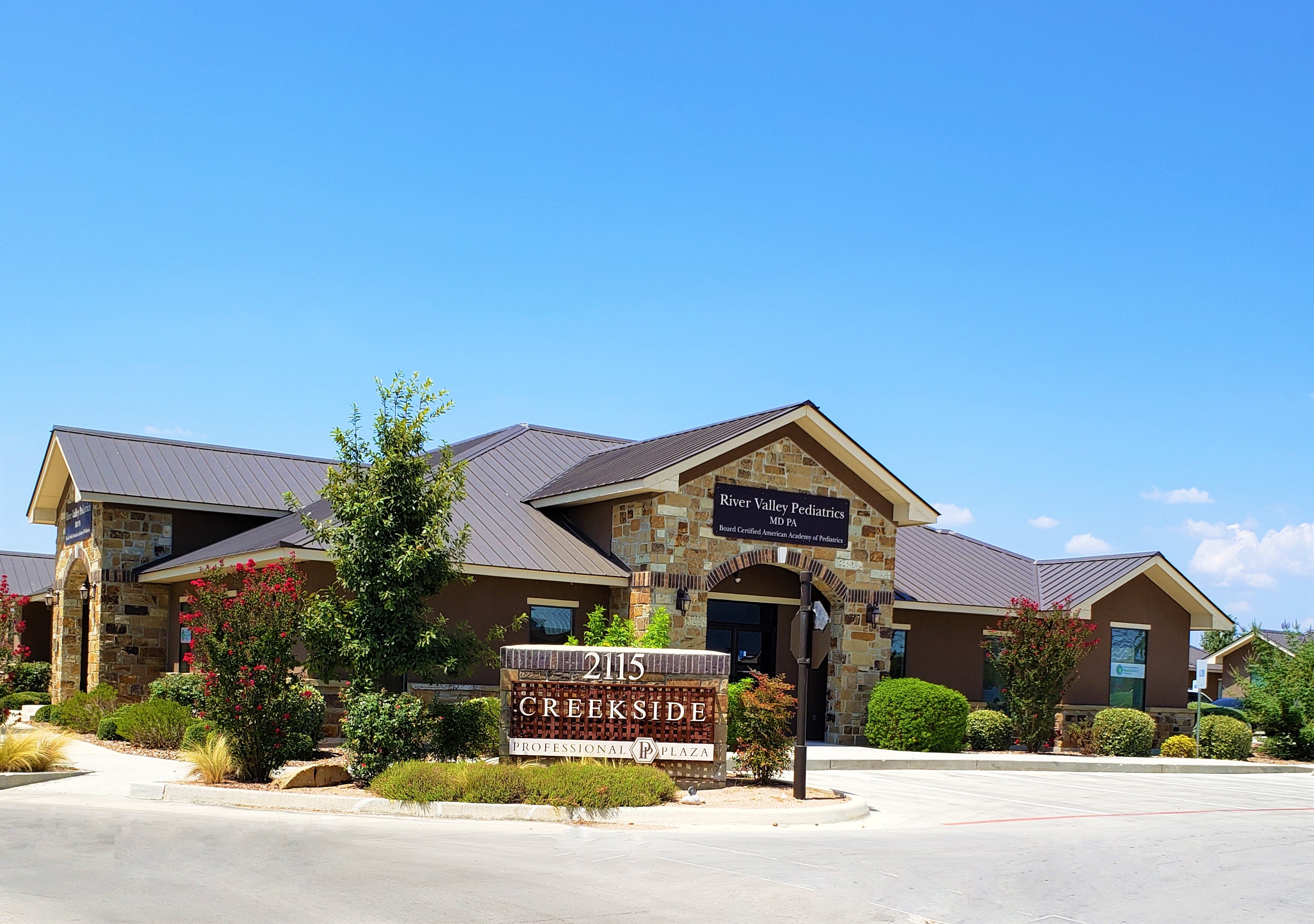 Angled view of River Valley Pediatrics building